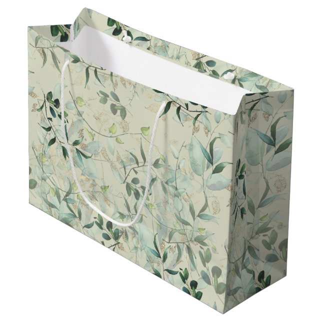 Sacola Para Presentes Grande Leafy Mystique Pale Celadon (Frente inclinada)