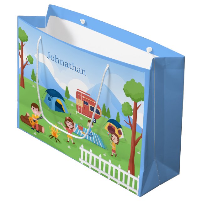 Sacola Para Presentes Grande legal acampando o partido unisex adicione nome (Frente inclinada)