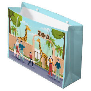 Sacola Para Presentes Grande legal girafa zoológico unisex