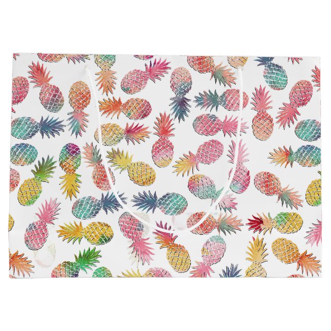 Sacola Para Presentes Grande Legal padrão aquoso de abacaxi "verão doce" (Verso)