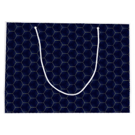 Sacola Para Presentes Grande Legância Geométrica do Indigo de Latice Luxuosa