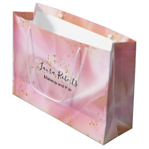 Sacola Para Presentes Grande Leitura feminina Dourada e rosa