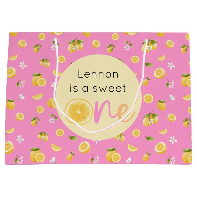 Sacola Para Presentes Grande Lemon Sweet One Birthday Gift Bag (Frente)