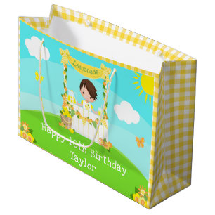 Sacola Para Presentes Grande Lemonade Brown Hair Boy Feliz Aniversário