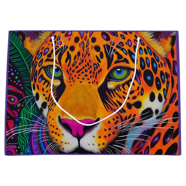 Sacola Para Presentes Grande Leopardo Luminoso  (Frente)