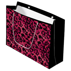 Sacola Para Presentes Grande Leopardo rosa claro e de manchas pretas