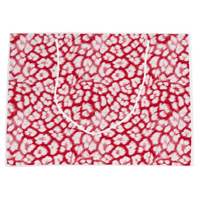 Sacola Para Presentes Grande Leopardo vermelho e branco (Frente)