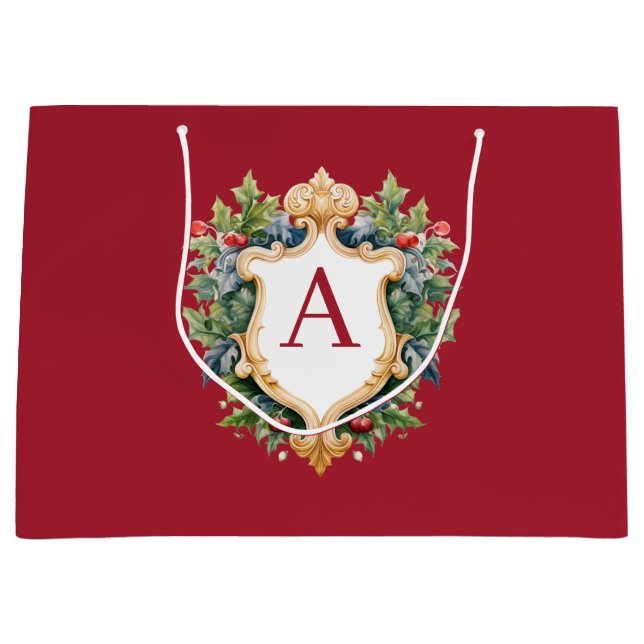 Sacola Para Presentes Grande Letra Elegante Monograma de Natal (Frente)