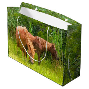 Sacola Para Presentes Grande Lg GIft Bag Assateague Ponies