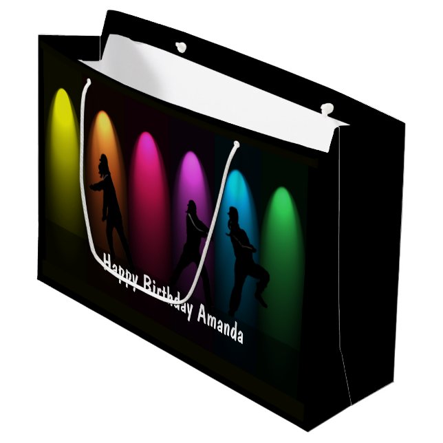 Sacola Para Presentes Grande LG Personalizado de Aniversário de Hip Hop Girl (Frente inclinada)