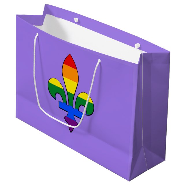 Sacola Para Presentes Grande LGBT orgulho fleur-de-lis (Frente inclinada)