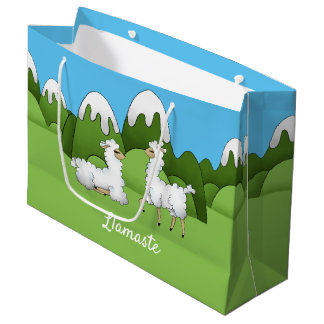 Sacola Para Presentes Grande Lhamas brancas e brancas