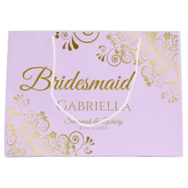 Sacola Para Presentes Grande Lilac Purple e Dourada Bridesmaid