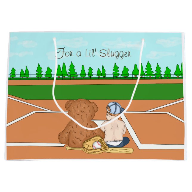 Sacola Para Presentes Grande Lil'Slugger Baseball Themed Kid's (Frente)