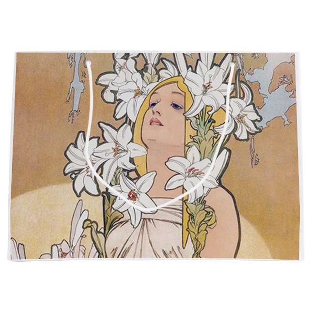 Sacola Para Presentes Grande Lily (Quatro Flores), Alphonse Mucha (Frente)