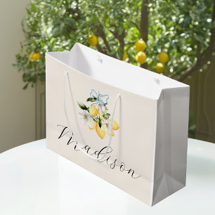 Sacola Para Presentes Grande Limon Cítrico Roteiro de Casamento Italiano Nome P