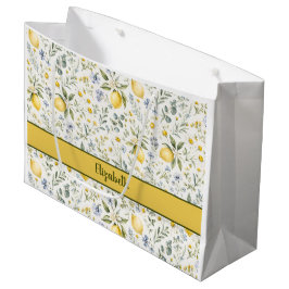 Sacola Para Presentes Grande Limoneta Flor Silvestre Nome Personalizado País Fr