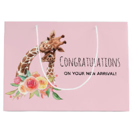 Sacola Para Presentes Grande Linda Aquarela Girafa Mãe e Menina