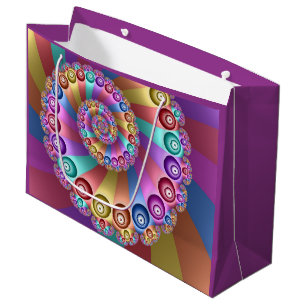 Sacola Para Presentes Grande Linda Arco-Íris Colores Abstrato de Arte Fractal
