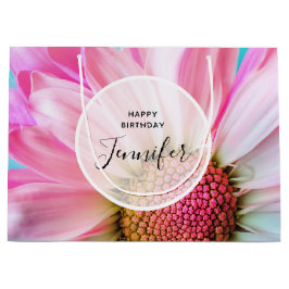 Sacola Para Presentes Grande Linda Flor Rosa Fechar Foto