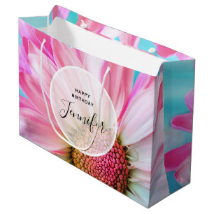 Sacola Para Presentes Grande Linda Flor Rosa Fechar Foto