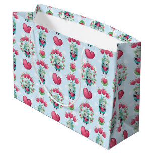 Sacola Para Presentes Grande Linda Floral Mason Jar Hearts Pattern