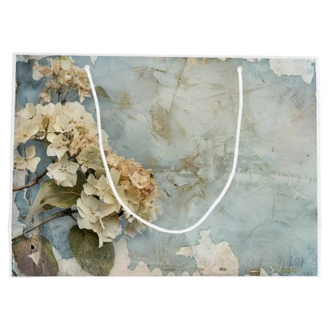 Sacola Para Presentes Grande Linda Hydrangea Gift Bag - Artística personalizada (Verso)