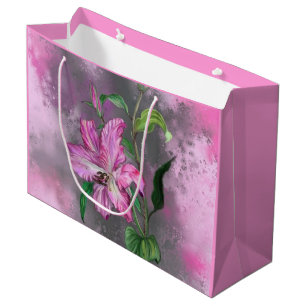 Sacola Para Presentes Grande Linda pintura roxa de flor roxa pintada de flor mi