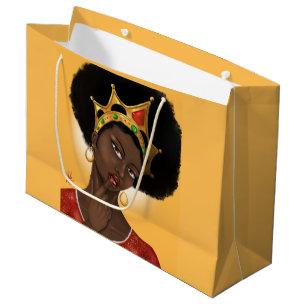 Sacola Para Presentes Grande Linda Rainha Negra - Cabelo Natural