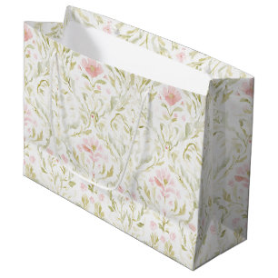 Sacola Para Presentes Grande Lindo Chuveiro Nupcial Floral Rosa Verde
