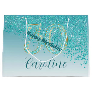 Sacola Para Presentes Grande Lindo Saco de Aniversário de 30 anos em Azul Teal