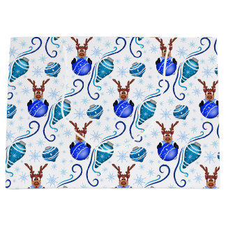 Sacola Para Presentes Grande Lindos Renaissimos de Natal Azuis para Crianças