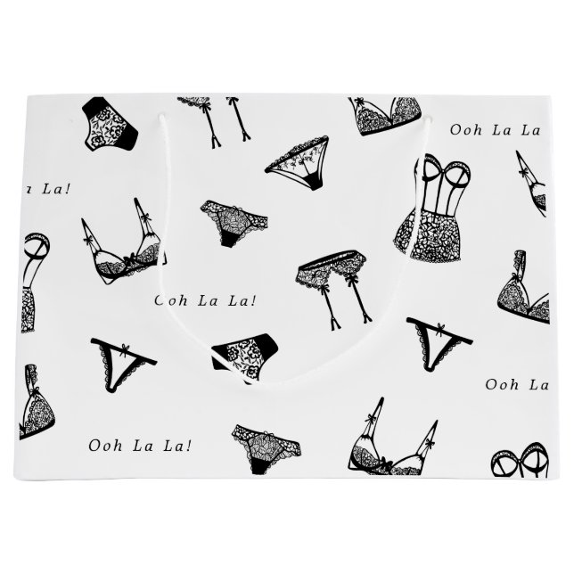 Sacola Para Presentes Grande Lingerie de Noiva com Fonte Moderna em Script (Frente)