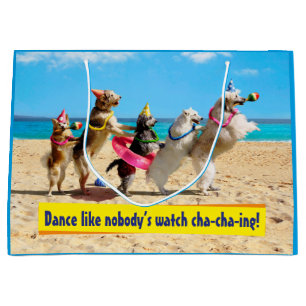 Sacola Para Presentes Grande Linha Conga de Festa de aniversário de Cães