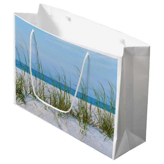 Sacola Para Presentes Grande Linha De Aveia Marítima Na Areia Branca (Frente inclinada)