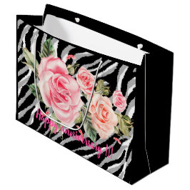 Sacola Para Presentes Grande Linha de tendências do Rosa de luxo