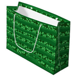 SACOLA PARA PRESENTES GRANDE LINHAS DE FRIBBÃO VERDE E SHAMROCKS IRLANDESES