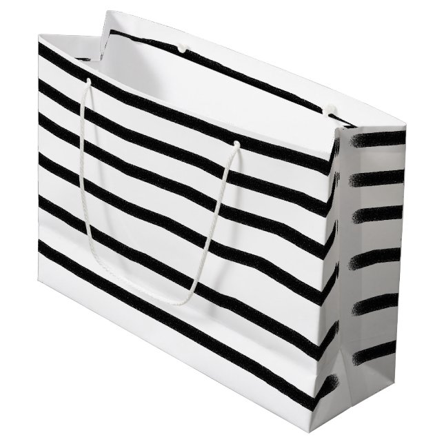 Sacola Para Presentes Grande Linhas Desenhadas da Mão Preta e Branco