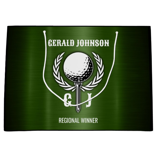 Sacola Para Presentes Grande Linhas Douradas Metálicas Monograma Monograma Desi (Frente)