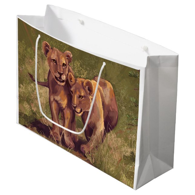 Sacola Para Presentes Grande Lion Cubs (Frente inclinada)