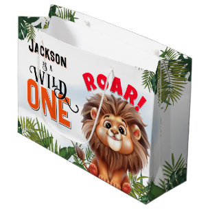 Sacola Para Presentes Grande Lion Safari Wild Um Partido Aniversário de criança