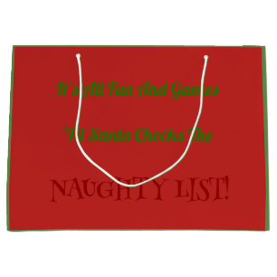 Sacola Para Presentes Grande Lista impertinente do Natal cómico decorativa