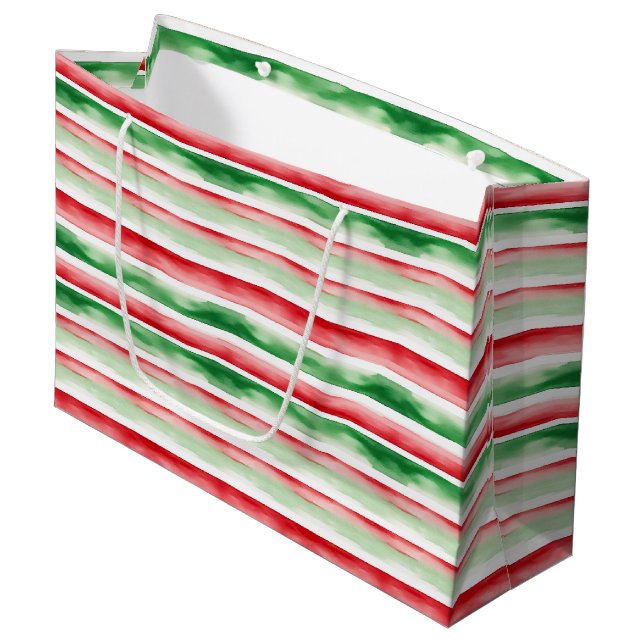 Sacola Para Presentes Grande Listras de aquarela (Frente inclinada)