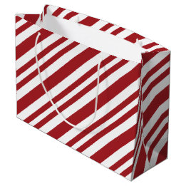 Sacola Para Presentes Grande Listras de Bastão de Natal