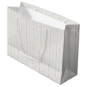 Sacola Para Presentes Grande Listras de Creme Branco Chic