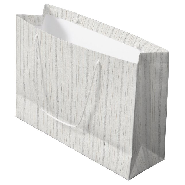 Sacola Para Presentes Grande Listras de Creme Branco Chic (Frente inclinada)