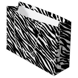 Sacola Para Presentes Grande Listras de Zebra Pretas e Brancas, Impressão de Pe