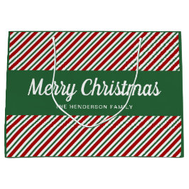 Sacola Para Presentes Grande Listras Vermelhas E Verdes Festivas Feliz Natal