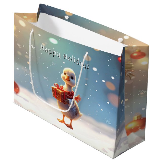 Sacola Para Presentes Grande Little Duck Holiday Gift Bag (Frente inclinada)