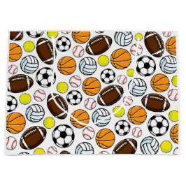 Sacola Para Presentes Grande Little League Sports Balls Colorful Kids Fun